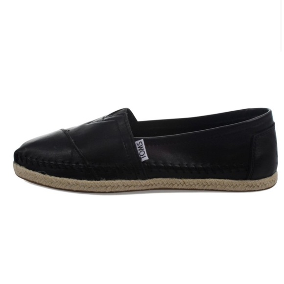 Toms Classic Full Grain Leather Espadrille Slip On Lightweight Casual Loafer - Picture 3 of 8